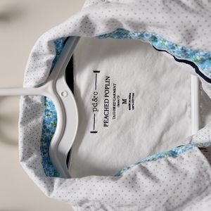 PD & C Peached Poplin Medium White with Teal Dots